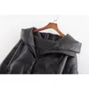 Winter PU Leather Parkas women hooded winter Coats Korean warm thick parkas mujer Faux outwear 210521
