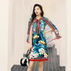 Взлетно-посадочная полоса Designer Tropical Print Летнее платье Женщины Один Поребец Полосатый Цветочный Леопардовый Печатание Beeted Отпуск Boho Платья 210421