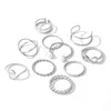10 pièces minimaliste mince ouvert or bande anneaux classique perle vague croix Style bague bijoux cadeau pour les femmes
