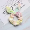 Velvet Hair Scrunchies Women tie dye Scrunchy Elastic rabbit ears Hairbands Girls Headwear Ponytail Holder