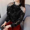 women tops long sleeved blouses lace patchwork sexy style female shirts fashion clothing D431 30 210506