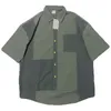 Zomer Heren Shirt Patched Color Retro Oversize Stijl Casual Shirts 2 Kleuren M-XL # 511432 10st