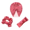 Bandeaux à nœuds pour bébés filles, ensemble de chapeaux indiens avec nœud en imitation cachemire, Turban élastique pour nourrissons, couvre-chef pour enfants, accessoires pour cheveux, Bandanas