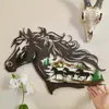 Decorative Objects & Figurines Metal Western Horse Shadow Home Decor Forest Animal Wide Rustic Metal-Wall Art Decoration Gift For Special Oc