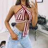 Sexy Cut Out Y2K Knitted Halter Crop Top Women Summer Sleeveless Lace Up Tee Party Tank Female Backless Shirt Beachwear 210510