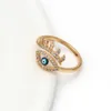 S2230 Fashion Jewelry Evil Eye Ring Rhinstone Blue Eyes Justerbara ringar