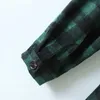 Vintage femme vert Plaid velours côtelé robe automne hiver mode dames manches bouffantes es femme Chic doux a-ligne 210515