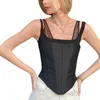 Damska koszulka Kobiety Lato Sexy Camisole Dorośli Slim Solid Color W Shaped Neck Patchwork Crop Top