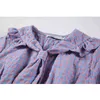 Sweet Purple Plaid Dress Femmes D'été À Manches Courtes Taille Haute Crop Robes Mujer Sailor Collar Preppy Style Rok Girl Frocks 210515