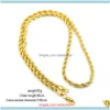 Chains Necklaces Pendants Jewelry 6Mm Thick 30inch Long Solid Rope Chain 14K Gold Sier Plated Hip Hop ed Heavy Necklace 65G8110330