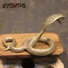 Vintage Bronze Cobra Zodiaque Serpent Statue Figurines Miniatures Cuivre Décorations de Bureau Thé Animaux Ornements Laiton Presse-Papier Artisanat D2928