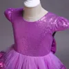 Pegeant – robes dos nu à paillettes pour filles, robes de princesse de fête de mariage, robes Tutu superposées de première communion pour bébés filles3054239