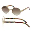 Großhandel 18K Gold Vintage Holz Sonnenbrille Fashion Metall Rahmen Real Holz für Männer Brille 7550178 Ovaler Größe 57 oder 55 Hochwertige Linse 2683