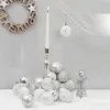 24 pcs / set boxed bola de natal de Natal árvore pendurado pingente decoração 6 cm ouro branco xmased ornament bolas para casa festa 211028