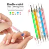 Nail Art Brushes Set Double-Ended Dotting Pen Striping Tapes Glitter Foil Chips Decoration Rhinestones All For Manicure Nails Tools Kit