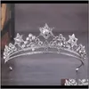 Klipler Barrettes Takı Barok Prenses Taç Rhinestone Tiara Gelin Düğün Yıldız Headdress El Yapımı Kristal Saç Acce