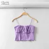 BRADELY MICHELLE Summer Fashion Sexy Women Crop Tops sleeveless short midriff-baiing fold solid Cotton camis 210401