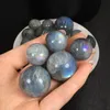 Nyhetsposter Naturlig Grå Moonstone Polerad Ball 20-30mm Labradorit Små Round Sphere Healing Ädelsten Heminredning