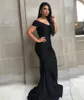 Black Mermaid Bridesmaid Dresses 2022 Elegant Off Shoulder Backless Long Maid of Honor Wedding Guest Evening Prom Gowns Plus Size