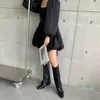 Çizmeler kadın Yumuşak PU Deri Kadın Kare Topuklu Derin Tüp Knight 2021 Moda Sokak Diz Yüksek Kadın