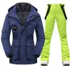 Skijacks Super Warm Skipak Vrouwen Winter Vrouwelijke Donsjack En Broek Waterdicht Ademend Snowboardpakken Sneeuw Set