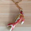 6cm Vivid Sway Colorful Enamel Koi Fish Key Chains Rings Party Favor Handcrafted Cloisonne Goldfish Copper Keychain Women Guests Return Gifts 120pcs/lot