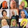 13x6x1 T Part Short Human Hair Bob Wig For Women colorful Brazilian Lace Front Human Hair Wigs Plucked With Baby Hair 130% Density Party Star