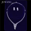 JUWANG Set di gioielli da sposa di marca per donna Cubic Zirconia Wedding Party CZ Collana orecchino Set di gioielli nigeriani H1022