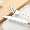 Ensembles de vaisselle Style japonais couverts argenterie manche en bois ensemble couteau cuillère fourchette baguettes miroir poli lave-vaisselle