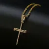 Men039s ювелирные изделия 3 мм 24 дюйма веревочная цепь ледяной гвоздь крест кулон ожерелье золото, серебро мужчины женщины хип-хоп ювелирные изделия Whos5758481