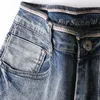 Estilo coreano moda homens jeans retro luz cinza azul elástico algodão magro encaixe rasgado para desenhista vintage calças denim pbr1