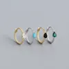 100 925 Sterling Silver Geometric Small Circle Hoop Earrings For Women Girls Wedding Engagement Colorful CZ Zircon Earring1430024