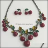 Earrings & Necklace Jewelry Sets 2021 Red Cherry Set Dinner Dress Wedding Bridal Aessories For Women Drop Delivery Xbywi