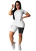 Dames Trainingspakken Zomer Outfits Jogger Pakken Korte Mouw Wit T-shirts + Shorts Broek Tweedelige Set Plus Size 2XL Kleding Casual Black Sportkleding 2787