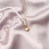 Chokers Korea Pearl Love Pendant Collier Simple Trendy Asymmetric Clicle Chain Punk Choker femme goth bijoux en gros Heal22