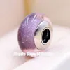 2 Stück 925 Sterling Silber lila fluoreszierende Murano-Glasperlen passend für europäische Pandora-Schmuck-Charm-Armbänder und Halsketten