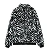 Women White Black Faux Fur Jacket Outwear Zipper Warm Thick Zebra C0462 210514