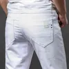 Outono homens estiramento branco jeans estilo clássico encaixar calças macias macho marca de negócios calças casuais 211104