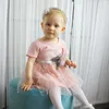 Summer Baby Kids Dress Baby Girls Mesh Princess Dress With Flower Belt Short Sleeve Round Neck Cute Vestio Q0716