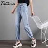 1 Automne Jeans pour Femmes Taille Haute Cheville Longueur Denim PANT Casual Petit Ami Harem Lâche Vintage 210514