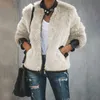 Kış Karışık Tavşan Kürk Kadın Sıcak Fermuar Ceket Kadın Rahat Giyim 211018
