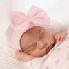 Pasgeboren ziekenhuis hoed baby baby cap met boog zachte schattige kwekerij beanie hoeden jongens meisjes kinderen unisex katoenen caps 9 kleuren