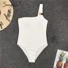 Vintage swimsuit na ramię sexy jeden kawałek push up kobiety stroje kąpielowe wysokie cięte bodycon lato bikini monokini kąpiący się 210414