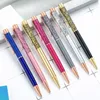 Długopisy ballpoint Bling Dynamic Crystal Ciecz Ballpens Czarny atrament do biurowych Dostaw Pióro Pióro Uczeń Favors WJ103