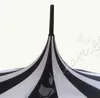블랙 (10 개 / 로트) 크리 에이 티브 디자인과 흰색 줄무늬 골프 우산 긴 취급 곧은 탑 우산