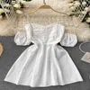 Sexy Lady Woman Dress Sling Off Shoulder Vestidos Slim Fit Short Sleeve Robe Women Clothes Sweet White Dresses 210519