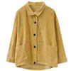 Women's Jackets Baggy Women Winter Fall Corduroy Single Breasted Coat Female Solid Color Double Pocket Casual Wild Loose Vintage Jacket