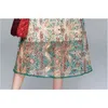 Fashion Runway Summer Dresses Women Short Sleeves Flower Embroidery Ruffle Mesh Midi Party Dress Vestidos 210520