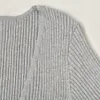 2021 autunno autunno manica corta risvolto collo grigio tinta unita lavorato a maglia con coulisse stile pullover lavorato a maglia magliette moda donna magliette top G1212015