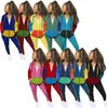 女性パッチワークツーピースパンツ衣装ファッショントレンドジッパーフード付きトップススウェットパンツジョガートラックスーツデザイナー女性カジュアルスウェットセット